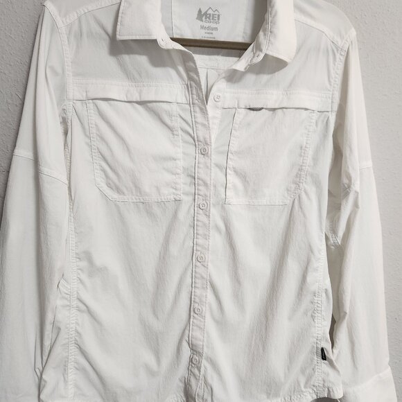 REI Co-Op Sahara White Button Up Shirt Medium - Picture 3 of 13